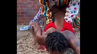 Gibby Along to Clown fucks ebony in a barn